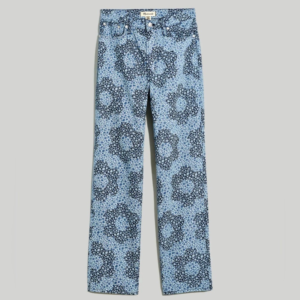 Madewell The Perfect Vintage Straight Jean in Quilted Floral Size 27